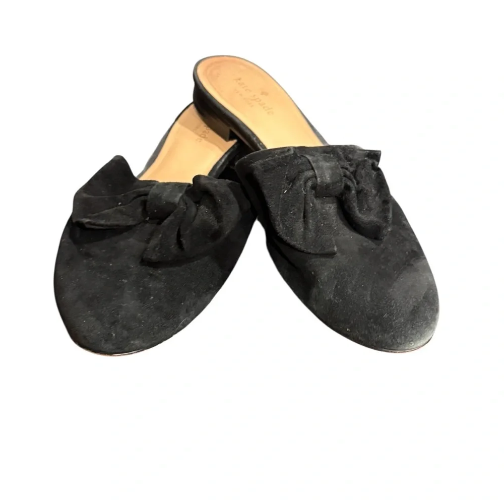 Kate Spade Black Suede Bow Mules
